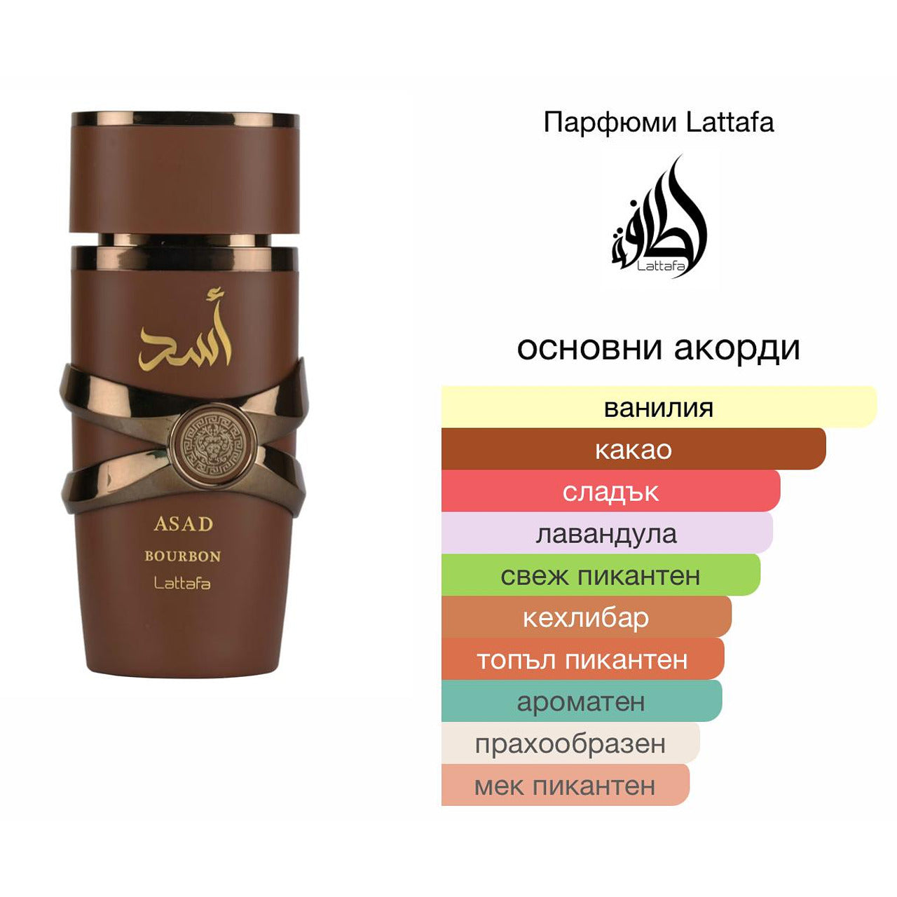 Lattafa Asad Bourbon EDP 100мл. – Lattafa, мъжки аромат, вдъхновен от Sauvage Elixir DNA с бурбонова интерпретация, Aroma Viva