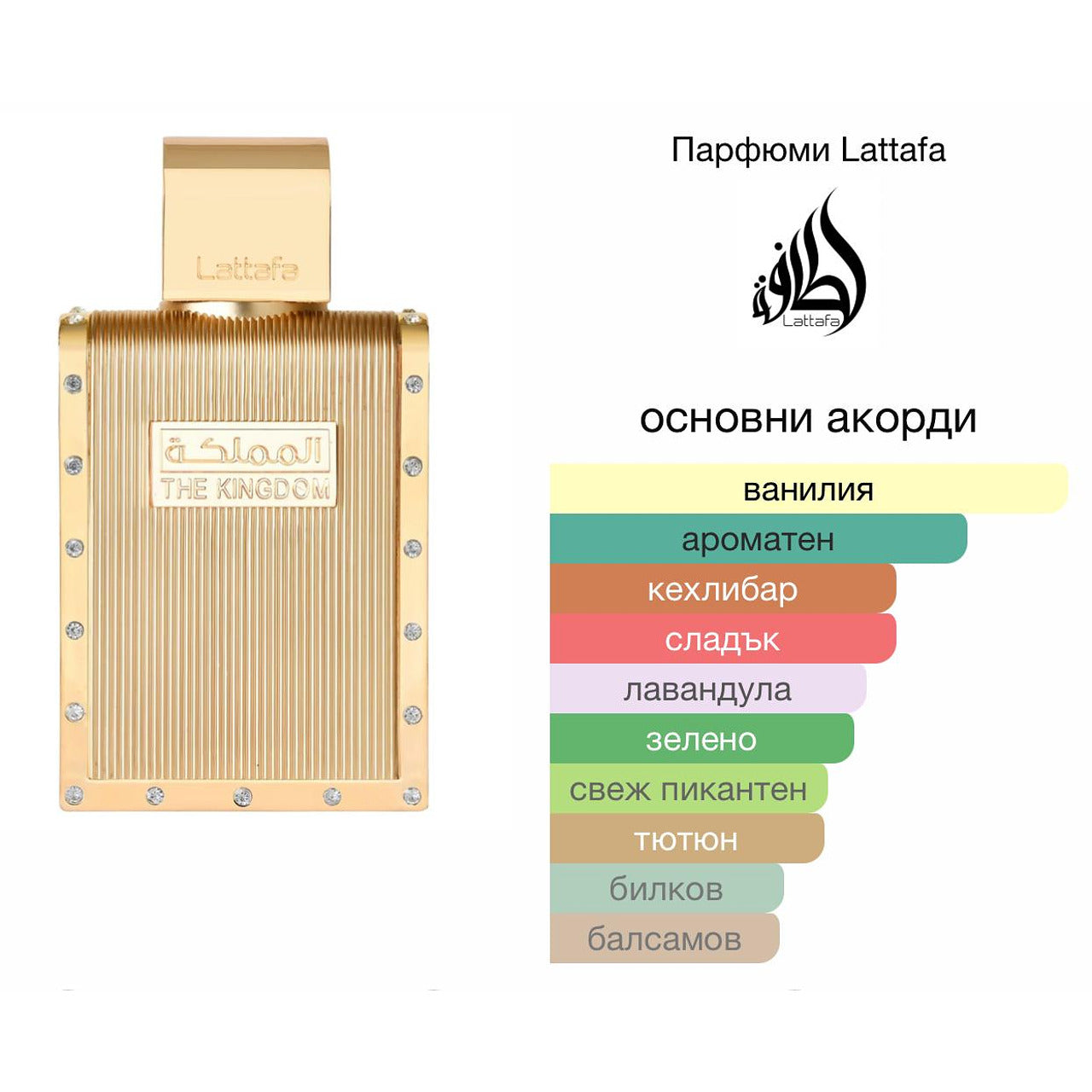 Lattafa The Kingdom EDP 100мл. – Lattafa, мъжки аромат, вдъхновен от Le Male Elixir, Aroma Viva