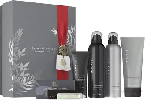 RITUALS HOMME LARGE SET 2024 SPORT COOLING SHOWER GEL 200ML+SPORT SHOWER FOAM 200ML+CHARCOAL FACE SCRUB 75ML+HOMME SHOWER FOAM 200M +HOMME CAR AIR FR – оригинален комплект, продуктова снимка 1